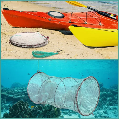 Miniatura 6 de Paquete de 4 trampas de cebo de pesca, trampa para cangrejos, trampa para cangrejos, trampa de langosta, trampa de langosta y camarones, trampas