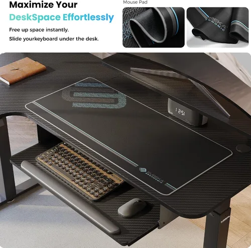 Miniatura 8 de EUREKA ERGONOMIC Escritorio eléctrico de pie en forma de L de 55 pulgadas, escritorio para juegos de computadora de altura ajustable con bandeja