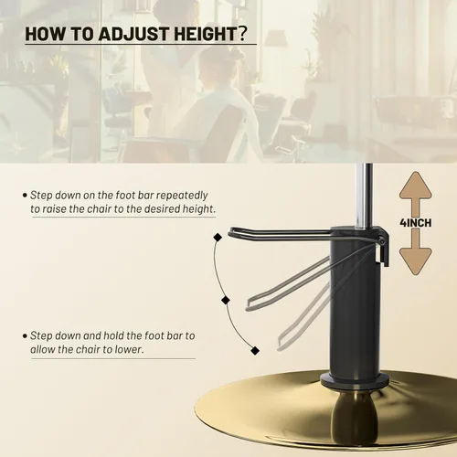 Miniatura 6 de FreSup Silla de salón para estilista, sillas de estilista con bomba hidráulica resistente, silla giratoria de 360°, silla de estilo ajustable
