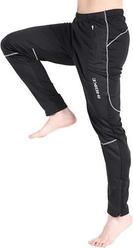 Miniatura 9 de INBIKE Pantalones de ciclismo para hombre, bicicleta de montaña, bicicleta de montaña, cortavientos con forro polar térmico para invierno