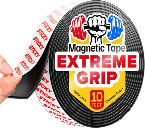 Cinta magnética flexible (10 pies x 1 pulgada), tira magnética con fuerte autoadhesivo, rollo magnético ideal para manualidades y proyectos de