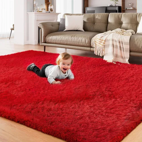 Miniatura 12 de AMTOVO - Alfombras de pelo largo para sala de estar, alfombra de 8 x 10 pies, alfombra grande y esponjosa negra, alfombra de pelo suave