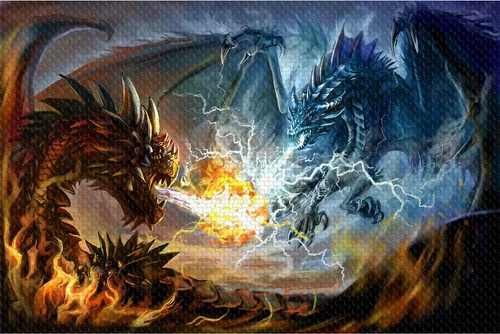 Rompecabezas de 1000 piezas para adultos, rompecabezas de lucha de dragón de fuego y dragón eléctrico, juego para actividades en interiores, juego