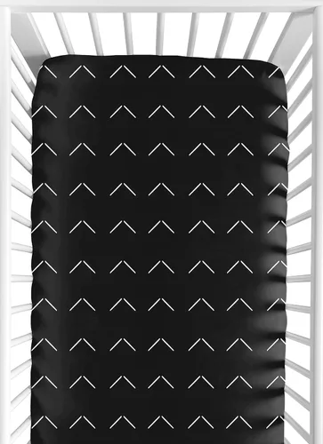 Sweet Jojo Designs Sábanas ajustables para cuna de bebé (flecha bohemia negra y blanca) para niños o niñas, guardería infantil, habitación de niños