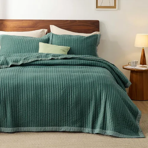 Miniatura 15 de Bedsure Colchas para niños tamaño individual – Juego de ropa de cama individual, edredón de edredón ligero a rayas neutrales, juego de 2 piezas