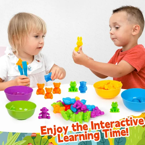 Miniatura 4 de Juguetes de clasificación de colores para niños pequeños, juegos de animales de contar y emparejar Montessori, actividades de aprendizaje