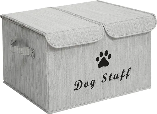 Miniatura 10 de Caja de almacenamiento de juguetes para mascotas con tapa y organizador de cesta, cubo plegable perfecto para sala de estar, sala