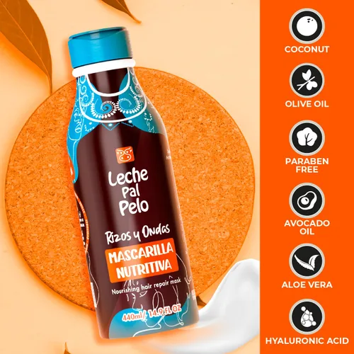 Miniatura 2 de Leche Pal Pelo Rizado y ondulado - Mascarilla nutritiva reparadora del cabello con aloe vera, coco y aceites de aguacate - para cabello dañado
