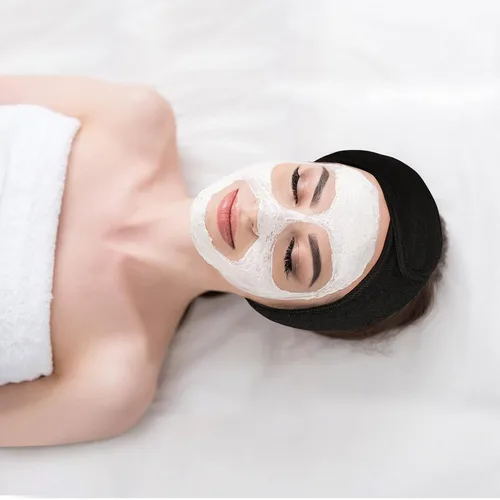 Miniatura 5 de Diademas faciales de spa, 4 piezas, maquillaje, ducha, baño, diadema deportiva, toalla elástica de tela de rizo con cinta mágica (negro)