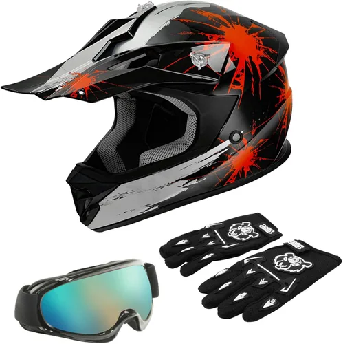 Miniatura 17 de TCT-MOTORPARTS DOT - Casco de motocross para niños y jóvenes, casco de cara completa para motocross, ATV, todoterreno, casco de cuatro ruedas, araña