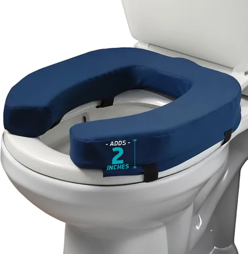 Miniatura 11 de Lunderg Elevador acolchado para asiento de inodoro para personas mayores, añade 3 pulgadas. Ajuste universal. Cojín de asiento de inodoro elevado