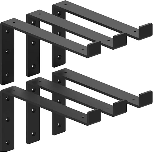 Soportes de estante de 12 pulgadas para estantes, soporte flotante de acero forjado industrial, soportes de estante negros rústicos forjados hechos
