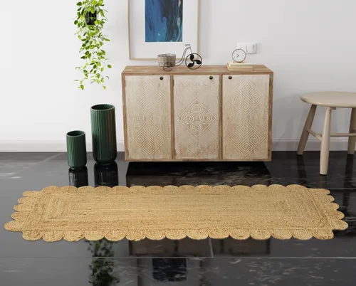 Miniatura 16 de GRUHUM Alfombra rectangular de yute de fibra natural, tejida a mano, estilo bohemio, reversible, respetuosa con el medio ambiente, trenzada, suave