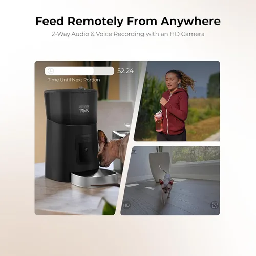 Miniatura 6 de Penthouse Paws Comedero automático inteligente HD para mascotas, capacidad de alimentos secos de 6 L, cámara de 1080p, audio de 2 vías, comidas