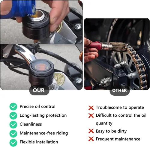 Miniatura 3 de Lubricador de Cadena Universal para Motocicleta, Engrasador Automático con Control Manual, Parte de Aceite para Moto (Negro)