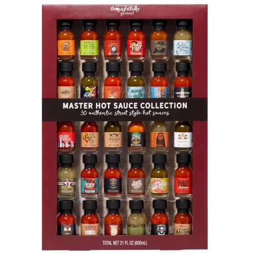 Miniatura 9 de Thoughtfully Juego de regalo de muestra de salsa picante gourmet para cumpleaños, paquete de 30 con sabores como hierba de ajo y whisky de manzana
