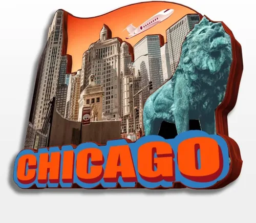 Miniatura 10 de Imán de madera para nevera de Chicago, Illinois, Estados Unidos, América, colección de madera, 3D, hecho a mano, recuerdos de la ciudad