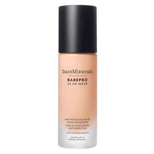 bareMinerals Barepro Performance Wear Base Líquida SPF 20, maquillaje transpirable para el rostro, cobertura completa, duración de 24 horas, acabado