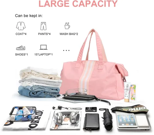 Miniatura 4 de Bolsas de viaje para mujer, bolsa de viaje de fin de semana para mujer, bolsa de gimnasio deportiva, bolsa de lona de entrenamiento, bolsa de hombro