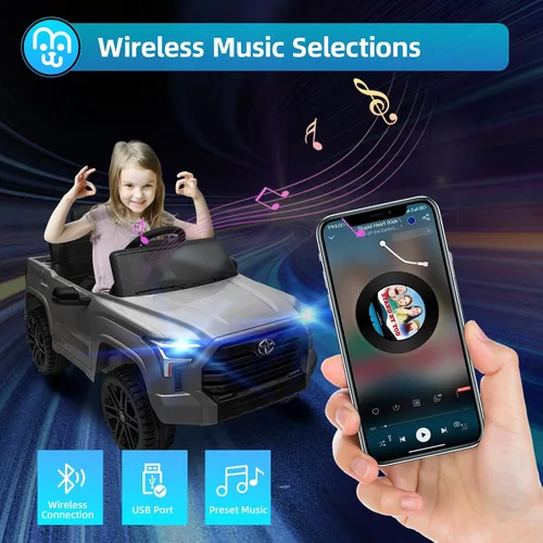 Miniatura 4 de MINIATURE MOTORS Camioneta eléctrica de 12 V con batería de 7 Ah para niños, camioneta eléctrica con maletero con control remoto, Bluetooth, música