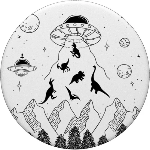 Miniatura 3 de Divertido OVNI Abducción Alienígena Dinosaurios Humor Divertido Dinosaurio PopSockets Intercambiables PopGrip