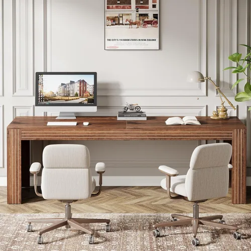 Miniatura 6 de Tribesigns 79-Inch Extra Long Desk, Two Person Double Desk for Home Office, Wooden Long Computer Desk Writing Table for Office, Coffee Brown