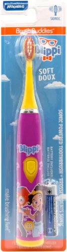 Miniatura 7 de Brush Buddies Blippi Cepillo de dientes eléctrico para niños, cepillo de dientes sónico alimentado por batería, cerdas suaves, cepillo de dientes