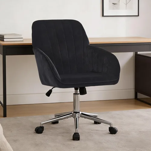Miniatura 10 de Sillas de escritorio de oficina en casa, cómoda silla de computadora de terciopelo con asiento de respaldo, 300 libras de altura ajustable silla