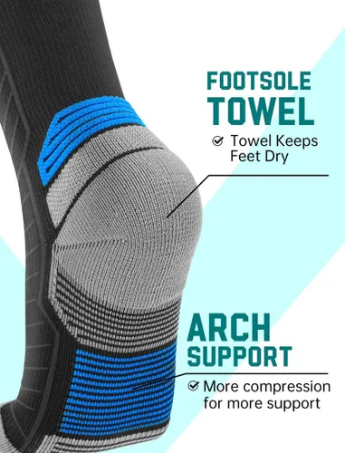 Miniatura 4 de SONORAN Calcetines de compresión para hombres y mujeres (246 pares) 20-30 mmHg de compresión graduada hasta la rodilla para correr, atletismo