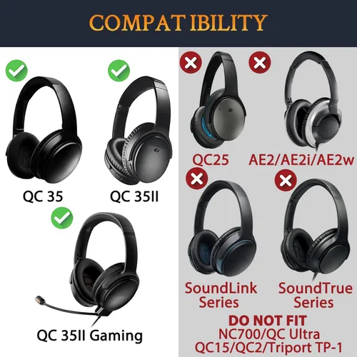 Miniatura 2 de SOULWIT Funda de diadema para auriculares Bose QC35 y QuietComfort 35 II (QC35 ii), repuesto para auriculares, pieza de reparación de almohadilla