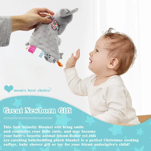 Miniatura 6 de Elephant Baby Lovey - Manta de seguridad unisex para bebés recién nacidos, para niños y niñas, regalo suave para bebés, juguete multiusos para Gris