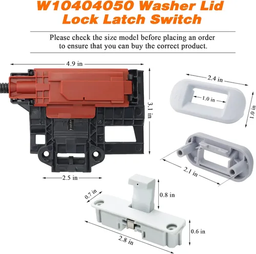 Miniatura 5 de Conjunto de Interruptor de Bloqueo de Tapa de Arandela Actualizado W10404050 W10238287 W10240513 Tapa de Bloqueo por Blutoget - Compatible