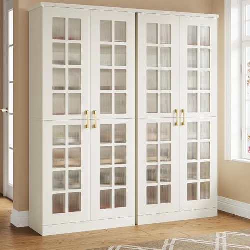 Miniatura 11 de Tribesigns Zapatero alto con puertas, almacenamiento de zapatos de 8 niveles con estantes ajustables, moderno organizador de zapatos para entrada