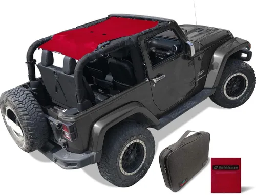 Miniatura 59 de Shadeidea JK - Parasol superior compatible con Jeep Wrangler JKU, cubierta de techo de malla suave (2007-2018) - Bloqueador de ruido de viento UV