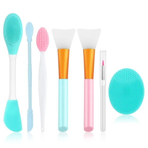 Miniatura 10 de Limpiador facial de silicona, 2 cepillos exfoliantes para labios, 2 cepillos de limpieza facial y cepillo de máscara facial de silicona, herramienta