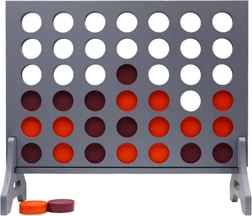 Miniatura 15 de Juego gigante 4 en una fila para familia y adultos – Tailgating Pros Jumbo de madera gris cuatro en una fila juego de patio para interiores