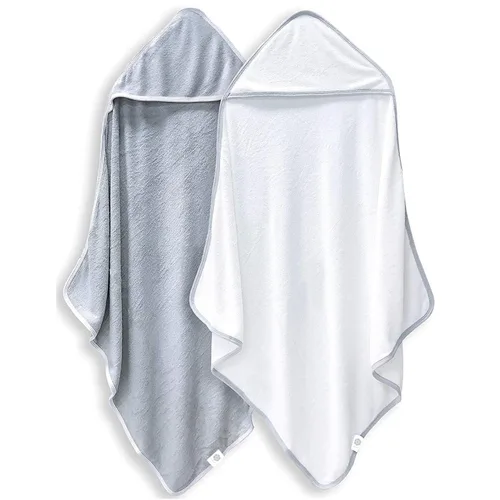 Miniatura 16 de Paquete de 2 toallas de baño para bebé - De rayón hechas de bambú, ultraabsorbentes, toallas con capucha ultrasuaves para niños - Tamaño extra