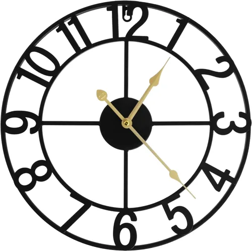 Miniatura 8 de Reloj de pared grande, reloj de pared redondo silencioso de 16 pulgadas, sin tictac, funciona con pilas, reloj de pared de hierro rústico vintage