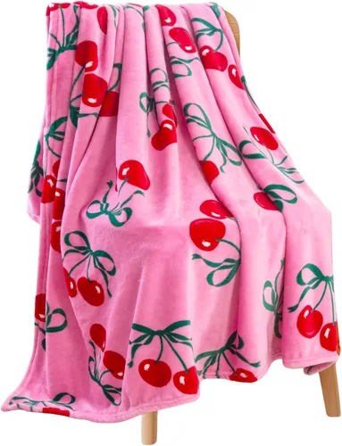 Miniatura 8 de Manta de forro polar suave para primavera de niñas y niños: bebés, pollitos, pájaros, flores en suave y acogedor amarillo, verde, rosa sobre fondo