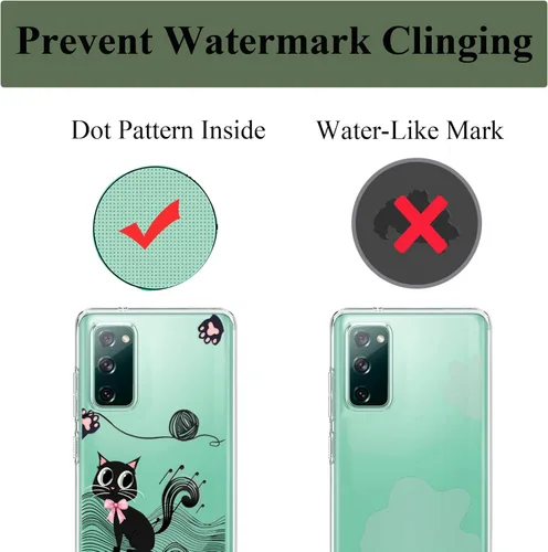 Miniatura 8 de Unov Funda para Galaxy S20 FE transparente con diseño de TPU suave absorción de golpes, diseño delgado en relieve patrón protector (gato negro)
