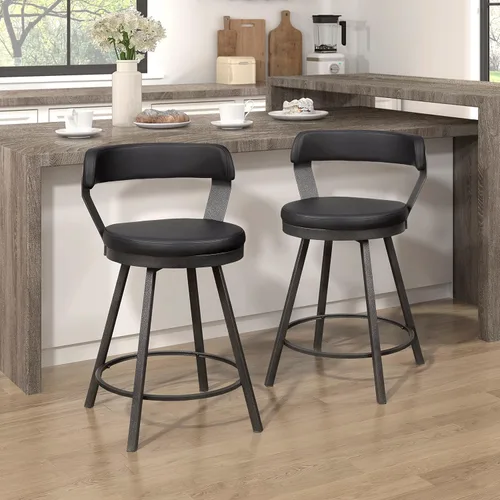 Lexicon Ruthie - Juego de 2 taburetes giratorios para encimera de cocina con respaldo, 25.5 pulgadas de altura de asiento de 25.5 pulgadas, sillas