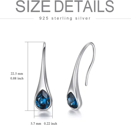 Miniatura 6 de Aretes de gancho de plata de ley 925 con forma de pera pequeña con cristales de Austria Plata de ley Cristal de Austria Plata de ley Cristal