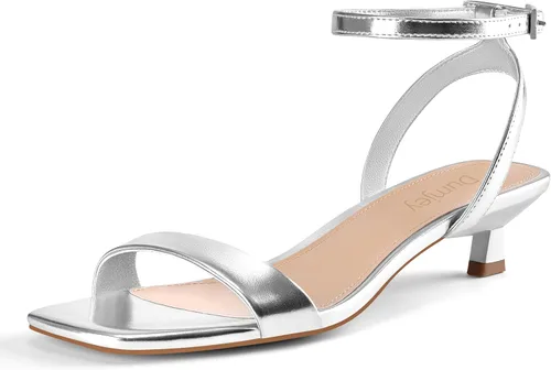 Miniatura 10 de Sandalias de tacón de gatito para mujer, con correa al tobillo, sandalias de tacón cuadrado con punta abierta, zapatos de fiesta de boda