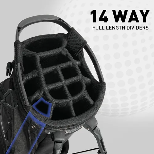 Miniatura 3 de Bolsa ligera para palos de golf con soporte, 14 divisiones para bolsas de golf con divisores de longitud completa para hombres y mujeres, bolsa