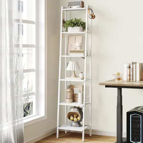 Miniatura 16 de Hzuaneri - Estantería escalera, estantería con soporte para libros, estante de almacenamiento de esquina independiente con 2 ganchos para oficina