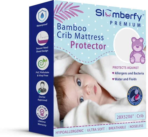 Miniatura 7 de Protector de colchón impermeable de Slumberfy Protector de colchón hipoalergénico de bambú Tela de jacquard natural + transpirable Funda