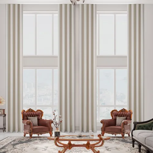 Sanceor Cortina de lino sintético color marfil extralarga, de 11 pies de largo, sinfonía de elegancia con hilos gruesos, cortinas de 2 pisos para