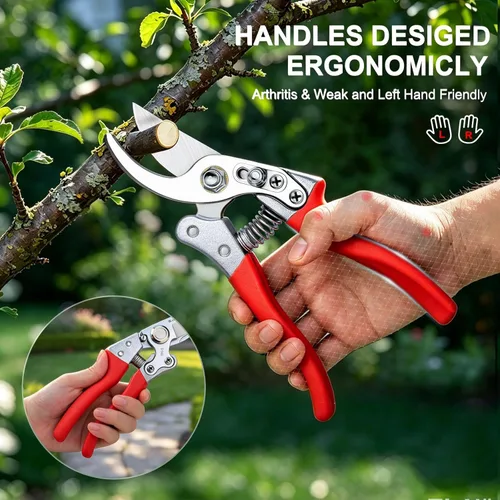 Miniatura 5 de Kynup Paquete de 2 tijeras de podar para jardinería, tijeras de jardín resistentes, tijeras de podar de derivación, tijeras de podar de mano