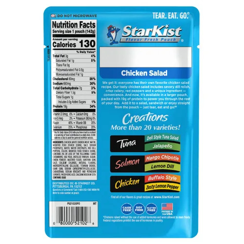 Miniatura 46 de StarKist Chicken Creations BOLD - Bolsa estilo búfalo (5 onzas, 12 unidades) Carne blanca totalmente cocida con alto contenido de proteínas, sin