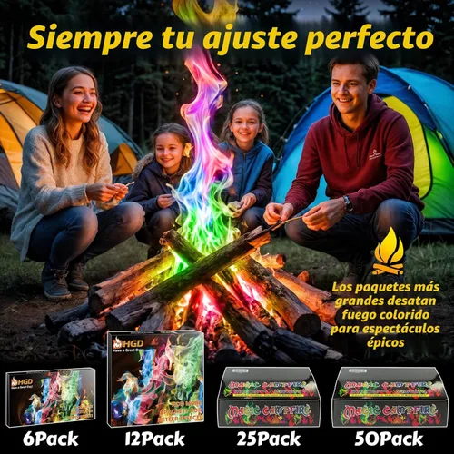 Miniatura 6 de HGD (Paquete de 6) Paquetes de cambio de color de fuego de campamento mágico para fogata, chimenea interior/exterior, hoguera - llama mágica de arco